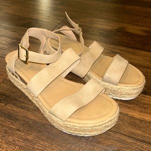 Charlotte Russe beige platform sandals. size 9, hardly worn!